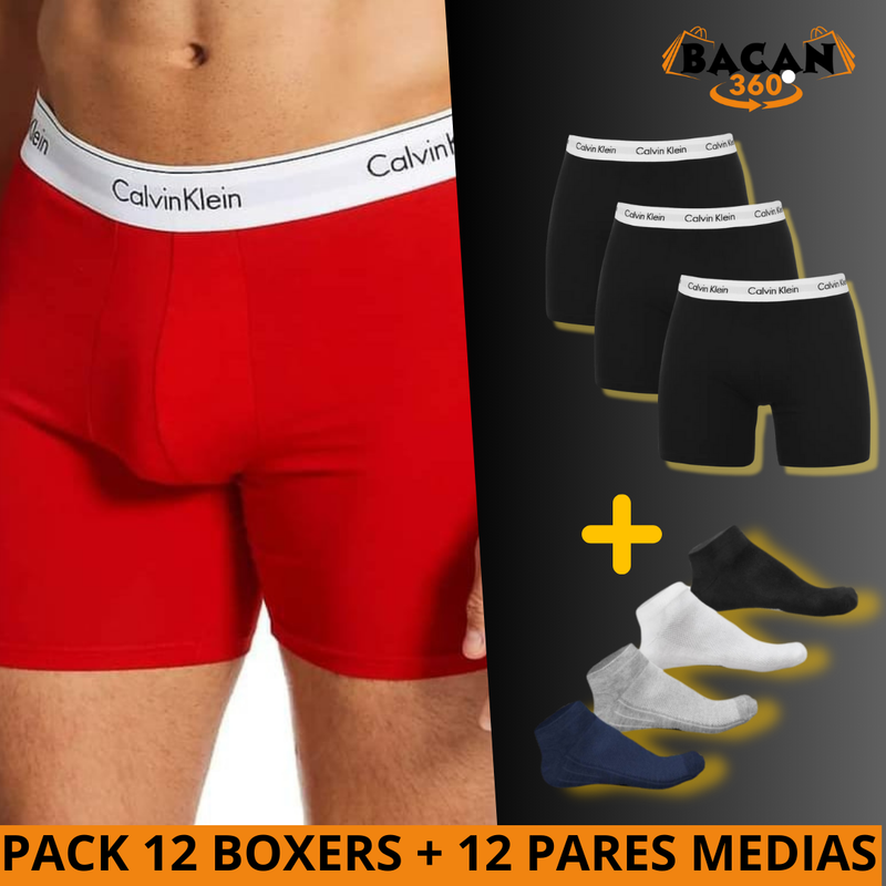 PACK 12 BOXER CALVIN KLEIN + 12 PARES DE MEDIAS